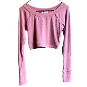 House of Harlow 1960 Fitted Pink Crop Top with Long Sleeves